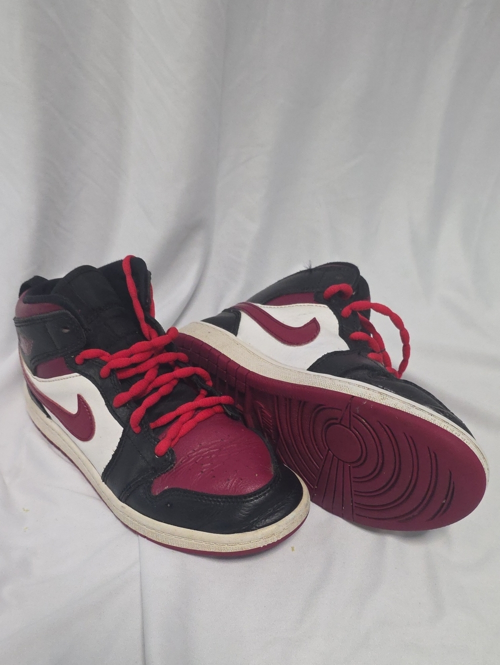 Nike Mid-Top Sneakers - Black White Maroon with Red Laces - Picture 3 of 6